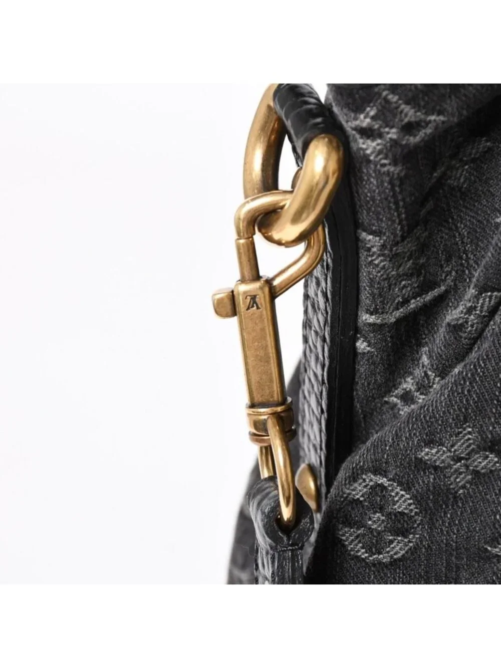 Louis Vuitton Handbag Monogram Denim Neo Cabby GM Black Leather 2-Way